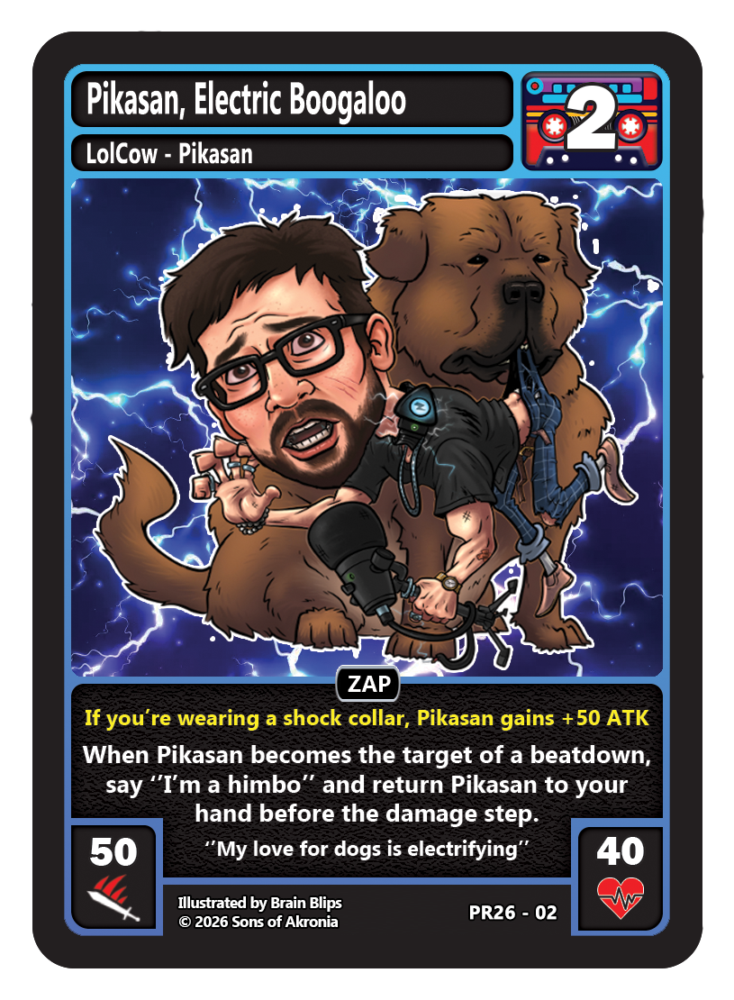LolCow TCG 2026 Promo Set (3 Cards) –  Metokur of Justice + Pikasan, Electric Boogaloo + Secret Tape of Destiny
