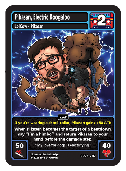 LolCow TCG 2026 Promo Set (3 Cards) –  Metokur of Justice + Pikasan, Electric Boogaloo + Secret Tape of Destiny