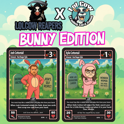 LolCow Reapers × LolCow TCG — Bunny Edition Holofoil Promo Set, 4‑Card Limited