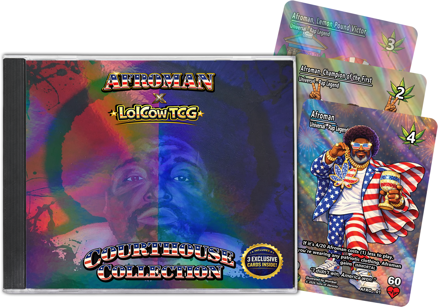 LolCow TCG x Afroman: Courthouse Collection — Serialized CD Case Preorder Bundle (Holo & Regular Options)
